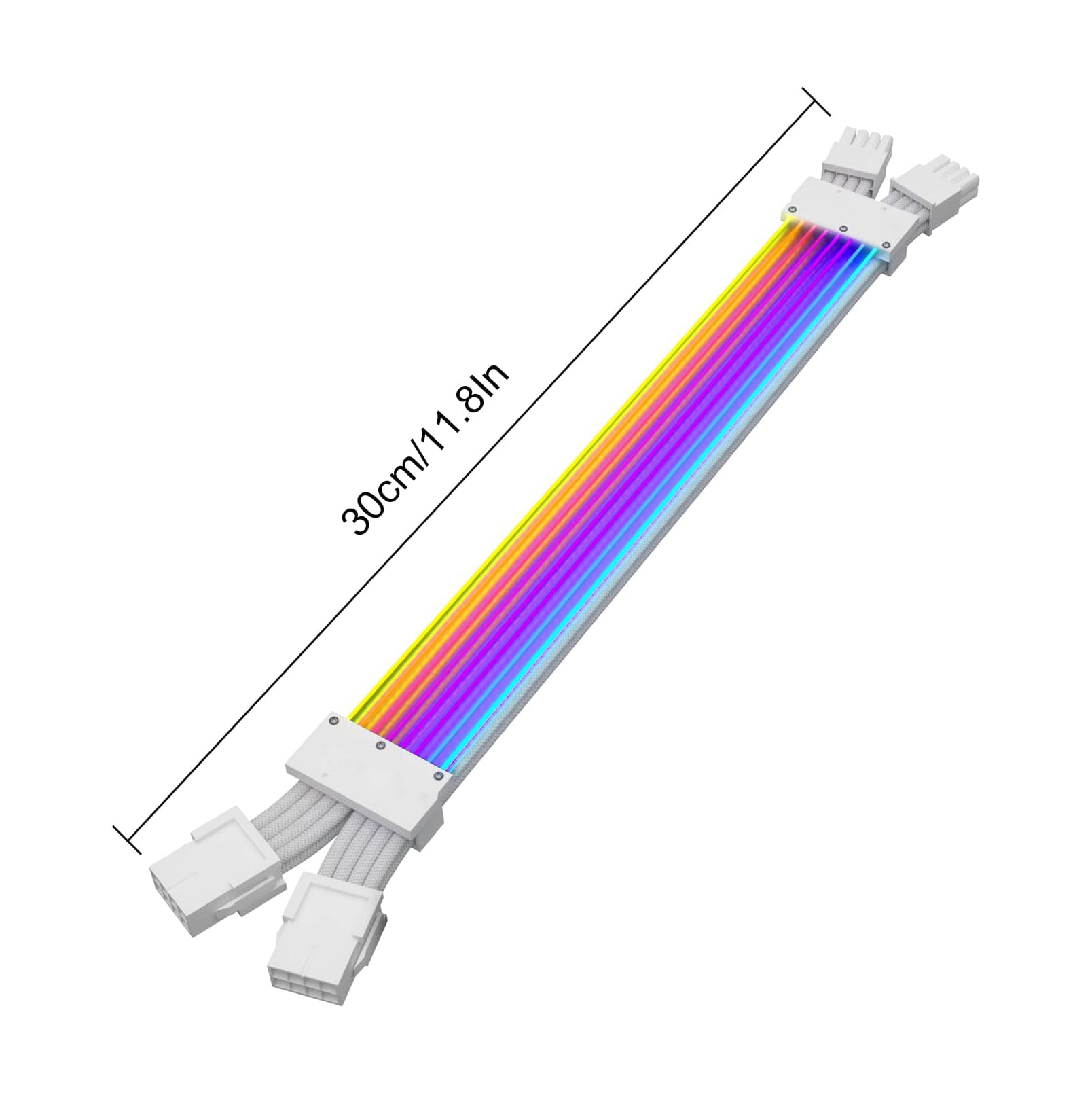 8 Pin x2 RGB PSU Lighting Cables, 5V 3pin Connectors 30cm, ARGB Motherboard Power Supply Cable, Sleeved Cable Extension Kit, Strimmer Extension Cable Kit, Sync for PC CPU/PCIE Cable Extension Kit, White 8 Pin x2 RGB PSU Lighting Cables, 5V 3pin Connectors 30cm, ARGB Motherboard Power Supply Cable, Sleeved Cable Extension Kit, Strimmer Extension Cable Kit, Sync for PC CPU/PCIE Cable Extension Kit, White